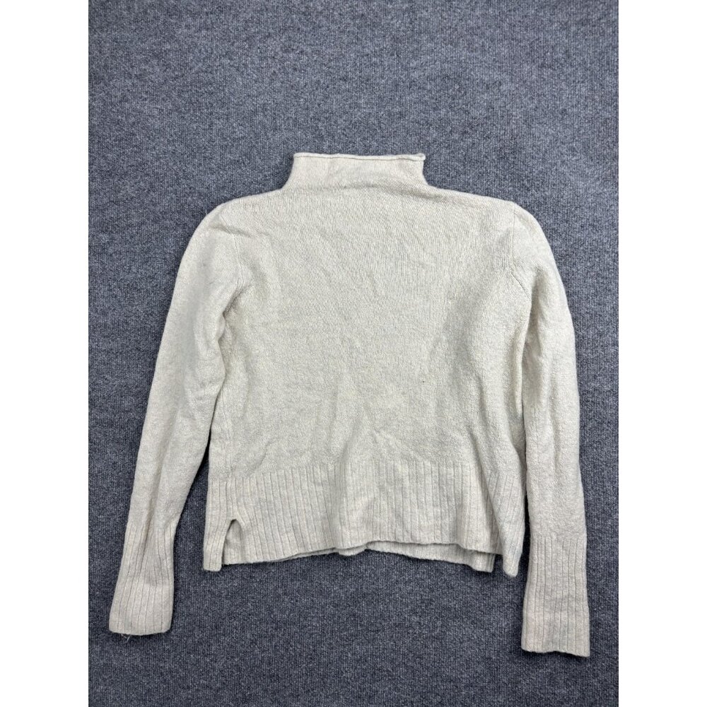 Madewell Sweater Womens Large Ivory Mock Neck Ribbed Hem Long Sleeve Side Slits - Picture 7 of 7